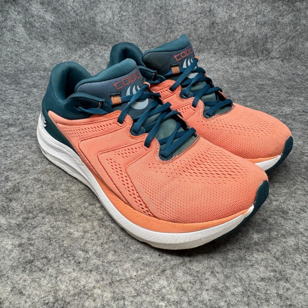 Topo Athletic Phantom 2 Running Shoes Womens 8.5 Orange Teal Sneakers 5MM Drop
